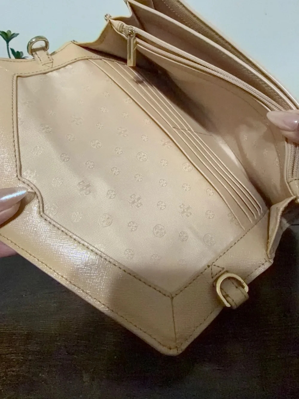 Tory Burch Beige Envelope Clutch